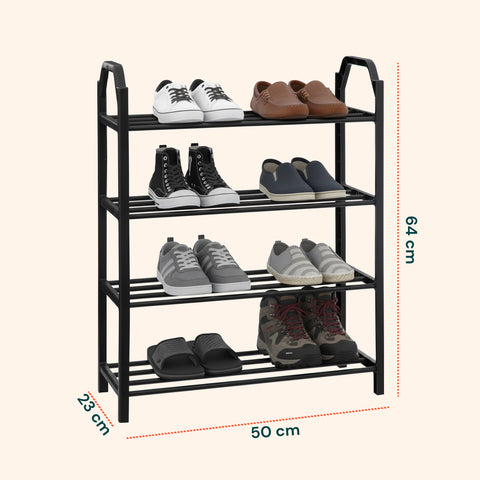 Porta Scarpe in Plastica Rinforzata – Scarpiera a 4 Ripiani Compatta e Resistente