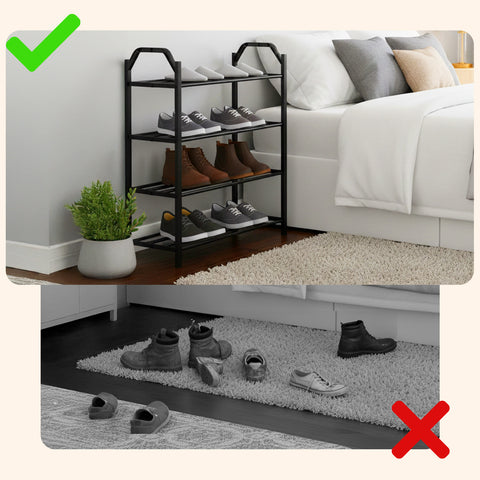 Porta Scarpe in Plastica Rinforzata – Scarpiera a 4 Ripiani Compatta e Resistente