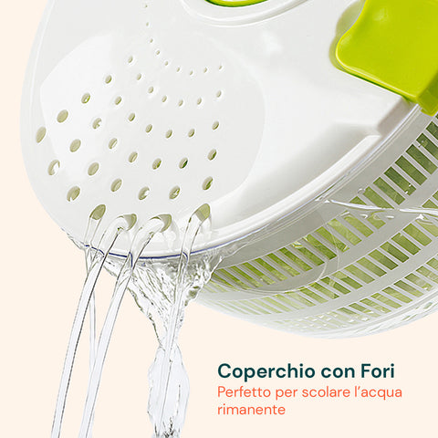 Centrifuga per Insalata con Manovella, Ciotola Trasparente e Cestello da 4 Litri