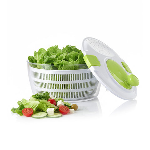 Centrifuga per Insalata con Manovella, Ciotola Trasparente e Cestello da 4 Litri