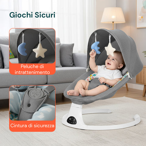 Sdraietta Multifunzione per Neonati – Altalena Intelligente con Musica e Giochi