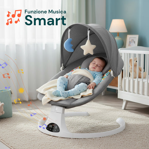 Sdraietta Multifunzione per Neonati – Altalena Intelligente con Musica e Giochi