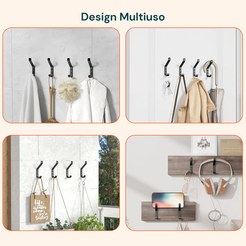 Ganci Appenditutto da Parete in Metallo Nero 10 Pezzi con Kit di Montaggio