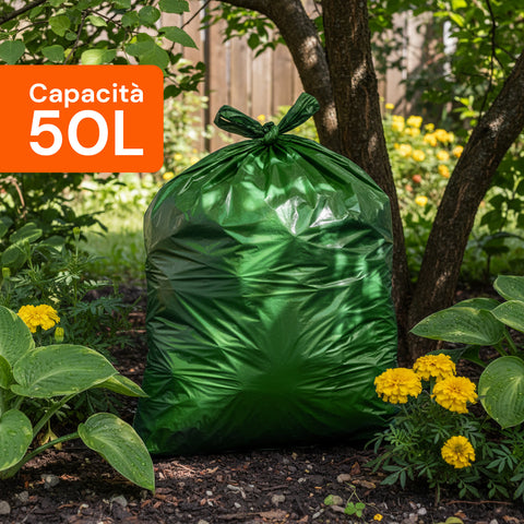 Sacchi Per la Spazzatura Con Manico A Cravatta Set da 10 50l