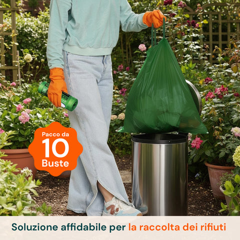 Sacchi Per la Spazzatura Con Manico A Cravatta Set da 10 50l