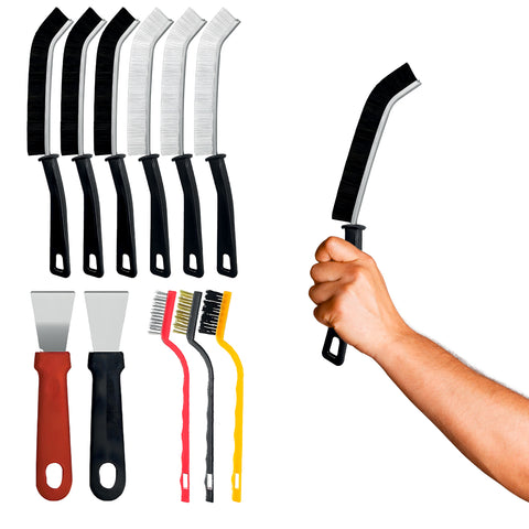 11 Pezzi per Pulizie Domestiche - Spazzole per Fornelli e Fughe + Raschietti