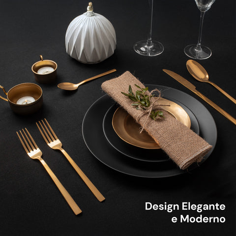 Posate Sibilla – Set da 16 in Acciaio Inox Oro Lucido Elegante