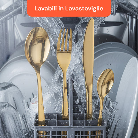 Posate Sibilla – Set da 16 in Acciaio Inox Oro Lucido Elegante