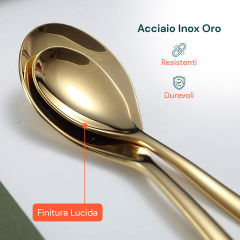 Posate Sibilla – Set da 16 in Acciaio Inox Oro Lucido Elegante