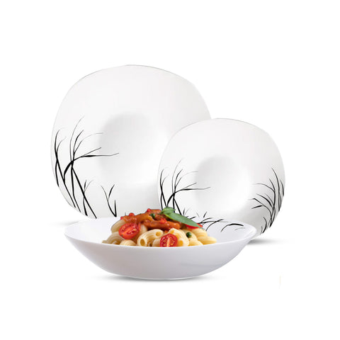 Servizio Tavola 18 Piatti Quadrati In Porcellana Decorazione Elegante Gracilis