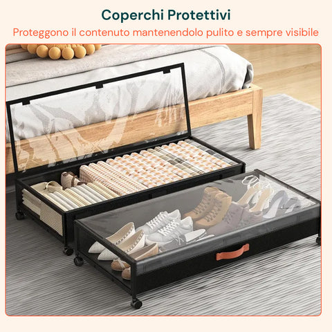 Contenitori Sottoletto con Ruote – Set 2 Pezzi XXL 54L Salvaspazio