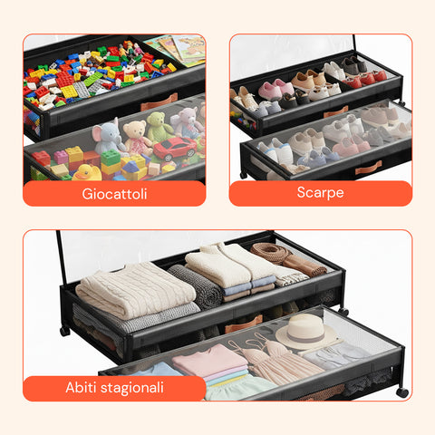 Contenitori Sottoletto con Ruote – Set 2 Pezzi XXL 54L Salvaspazio