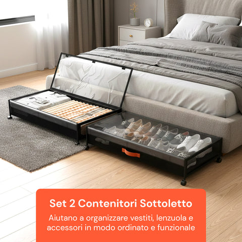 Contenitori Sottoletto con Ruote – Set 2 Pezzi XXL 54L Salvaspazio