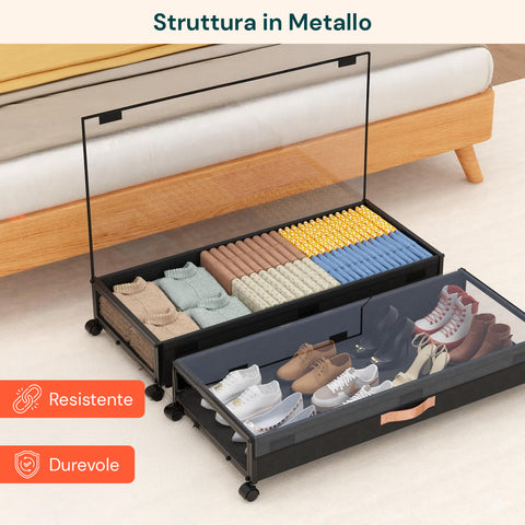 Contenitori Sottoletto con Ruote – Set 2 Pezzi XXL 54L Salvaspazio