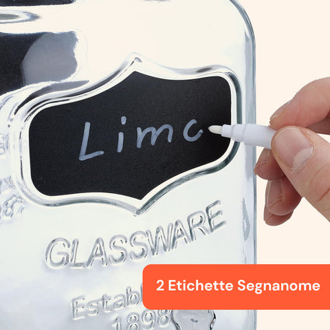 Set 2 Dispenser Bevande Vetro 4L  con Rubinetto e Supporto in Metallo