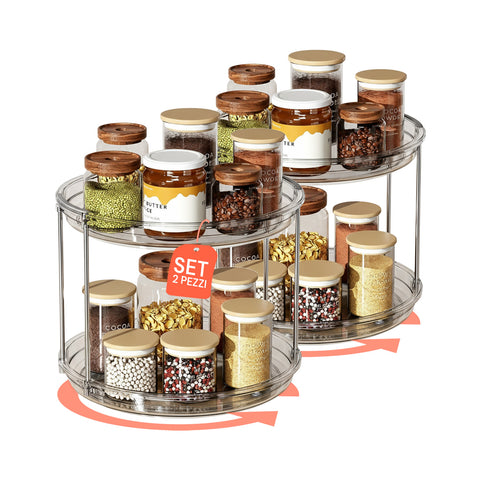 Set 2 Organizer Rotanti 360° Impermeabili 2 Livelli per Cosmetici e Bagno