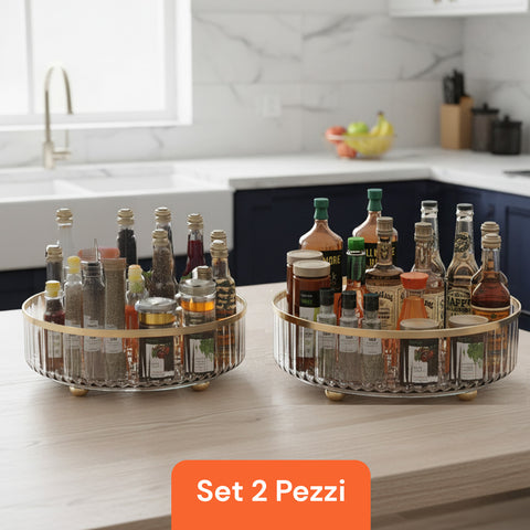 Vassoi Rotanti per Cosmetici e Cucina – Set da 2, Impermeabili