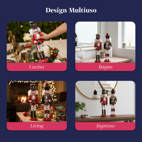 Set 2 Schiaccianoci in Legno – Stile Inglese e Scozzese Dipinti a Mano