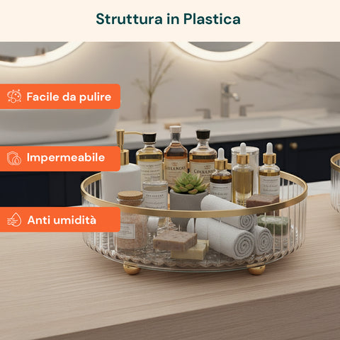 Vassoi Rotanti per Cosmetici e Cucina – Set da 2, Impermeabili