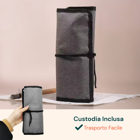 Set 24 Pennelli Professionali in Nylon con Manico in Legno di Betulla