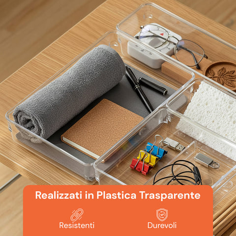 Set Organizer da Cassetti Multiuso 25 Pezzi – Trasparenti e Facili da Pulire