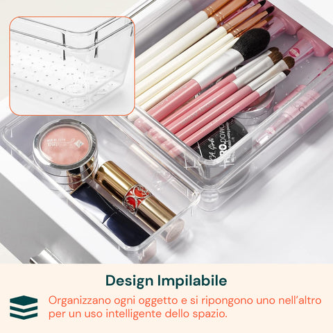 Set Organizer da Cassetti Multiuso 25 Pezzi – Trasparenti e Facili da Pulire