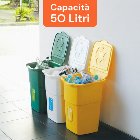 Set 3 Pattumiere Per Raccolta Differenziata
