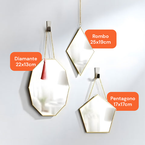 Set Specchi Moderni con Cornice in Ferro – Diamante, Rombo e Pentagono