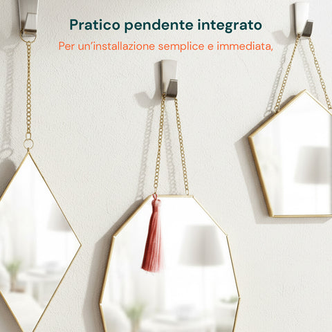 Set Specchi Moderni con Cornice in Ferro – Diamante, Rombo e Pentagono