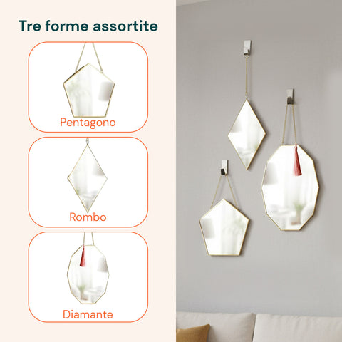 Set Specchi Moderni con Cornice in Ferro – Diamante, Rombo e Pentagono
