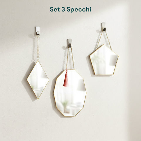 Set Specchi Moderni con Cornice in Ferro – Diamante, Rombo e Pentagono