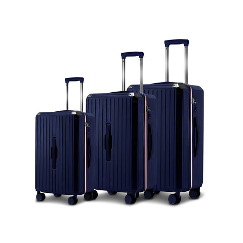 Valigie Trolley Blu 55-66-76 cm in ABS con Doppie Ruote Girevoli