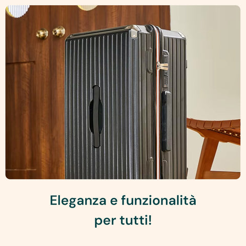 Valigie Trolley Nero 56-66-76 cm in ABS con Doppie Ruote Girevoli