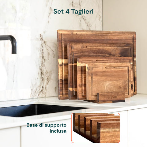 Set 4 Taglieri in Legno di Acacia – Design Robusto Anti Umidità
