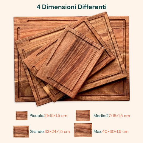 Set 4 Taglieri in Legno di Acacia – Design Robusto Anti Umidità