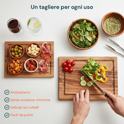 Set 4 Taglieri in Legno di Acacia – Design Robusto Anti Umidità