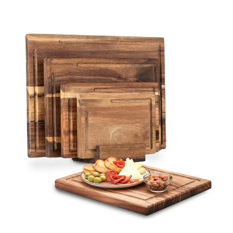 Set 4 Taglieri in Legno di Acacia – Design Robusto Anti Umidità