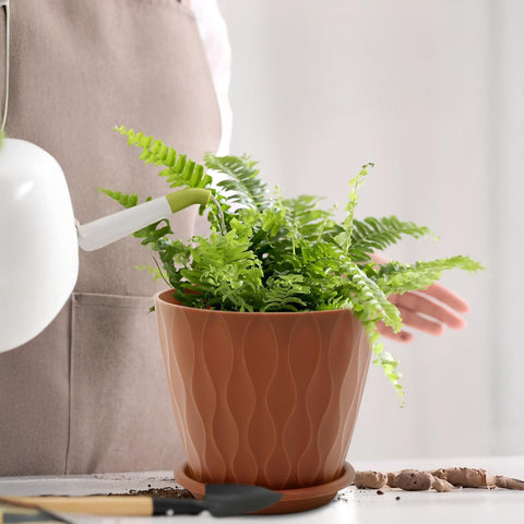 Confezione da 5 Vasi Multicolore in Plastica Ecologica con Drenaggio – Ø 15cm