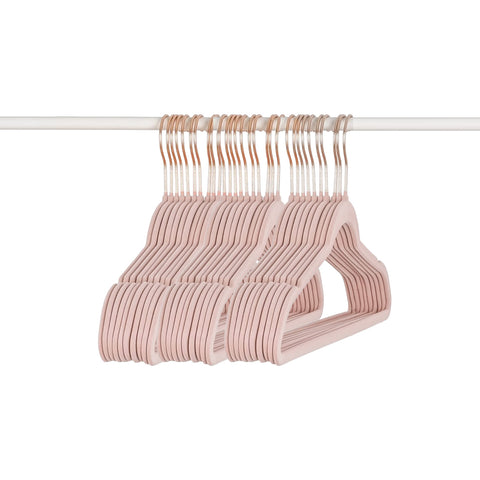 Set 50 Grucce Appendiabiti in Velluto Rosa Antiscivolo con Gancio Girevole