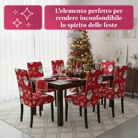 Set 6 Coprisedia Natalizi con Babbo Natale – Elasticizzati e Decorativi