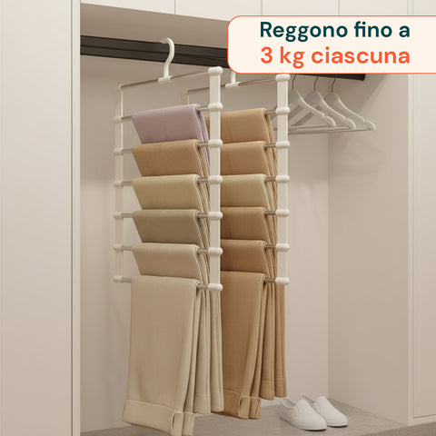 Set 6 Grucce Pieghevoli a 6 Livelli in Polipropilene e Acciaio