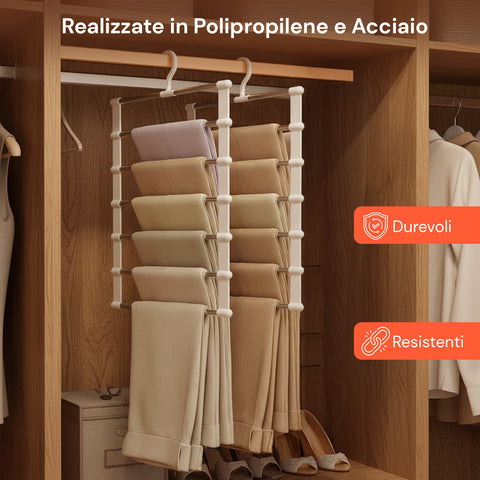 Set 6 Grucce Pieghevoli a 6 Livelli in Polipropilene e Acciaio