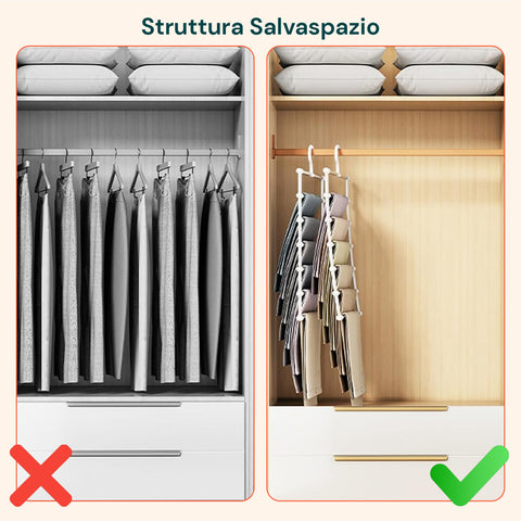 Set 6 Grucce Pieghevoli a 6 Livelli in Polipropilene e Acciaio