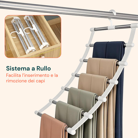 Set 6 Grucce Pieghevoli a 6 Livelli in Polipropilene e Acciaio