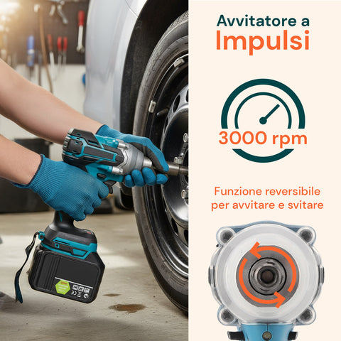 Set Completo per Fai da Te con Avvitatore a Batteria e Trapano a Percussione Multifunzione