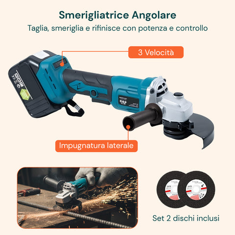 Set Completo per Fai da Te con Avvitatore a Batteria e Trapano a Percussione Multifunzione