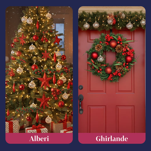 Kit Addobbi di Natale Rosso – 102 Pezzi con Stella e Ornamenti Vari