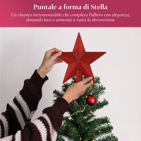 Kit Addobbi di Natale Rosso – 102 Pezzi con Stella e Ornamenti Vari