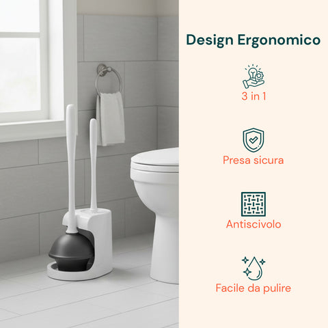 Set WC 3 in 1 con Scopino, Sturalavandino e Base Salvaspazio Igienica