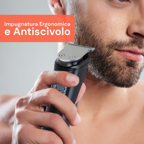 Tagliacapelli e Regolabarba Cordless con Display LED e Accessori 12 in 1